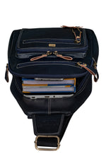 BRAND LEATHER Men's Genuine Leather Sling Chest Bag Casual Shoulder Daypack's