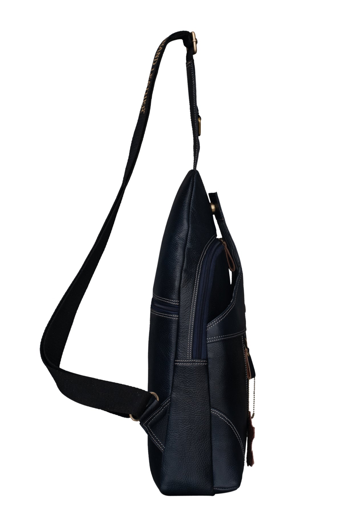 BRAND LEATHER Men's Genuine Leather Sling Chest Bag Casual Shoulder Daypack's