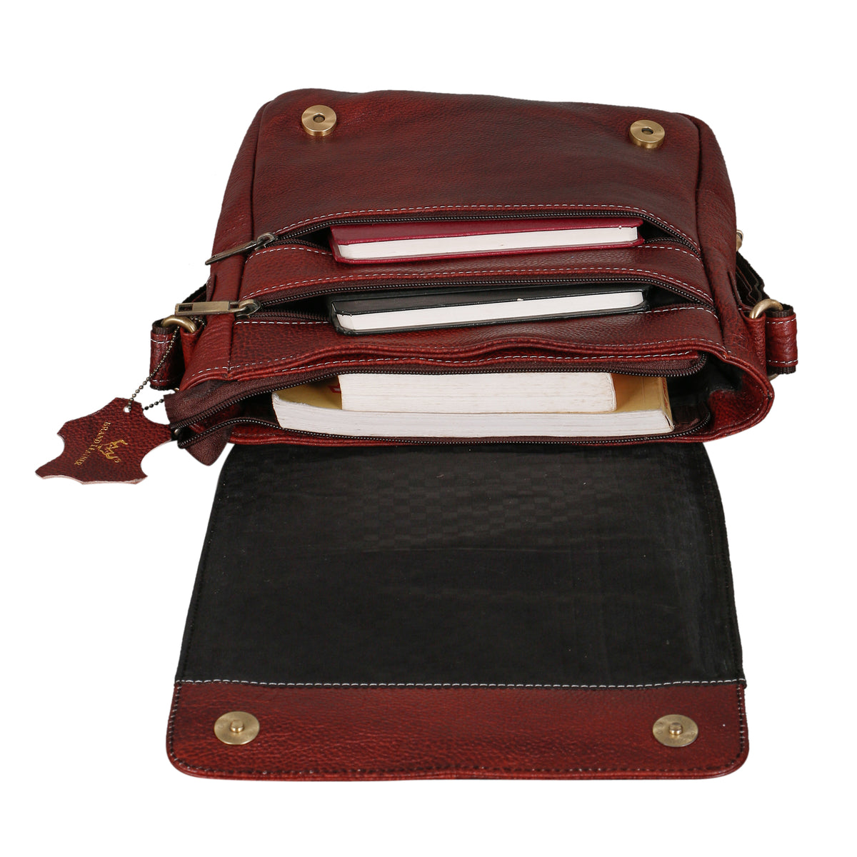 BRAND LEATHER Genuine Leather Cross Body Sling Bag For Unisex