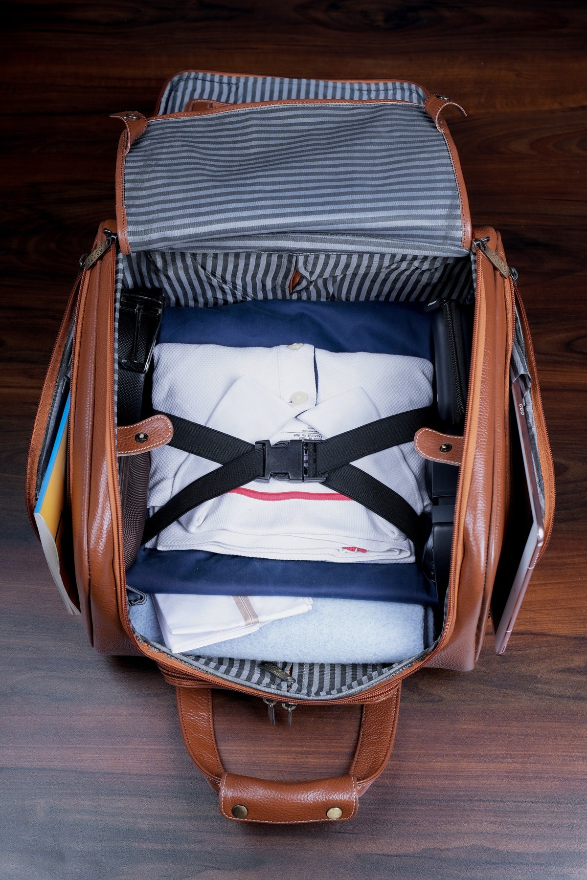 Genuine Leather Underseat Carry-On Rolling Travel Luggage Bags