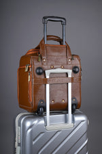 Genuine Leather Underseat Carry-On Rolling Travel Luggage Bags
