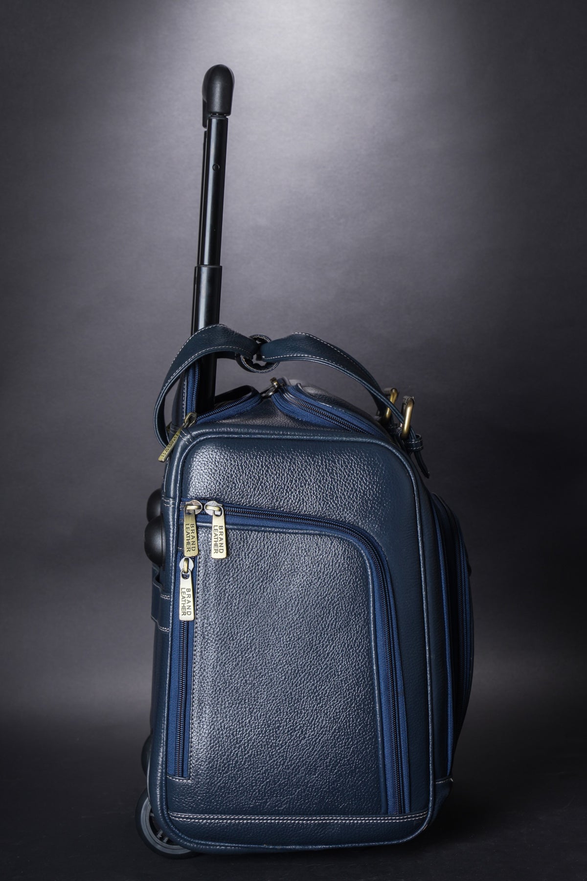 Genuine Leather Underseat Carry-On Rolling Travel Luggage Bags