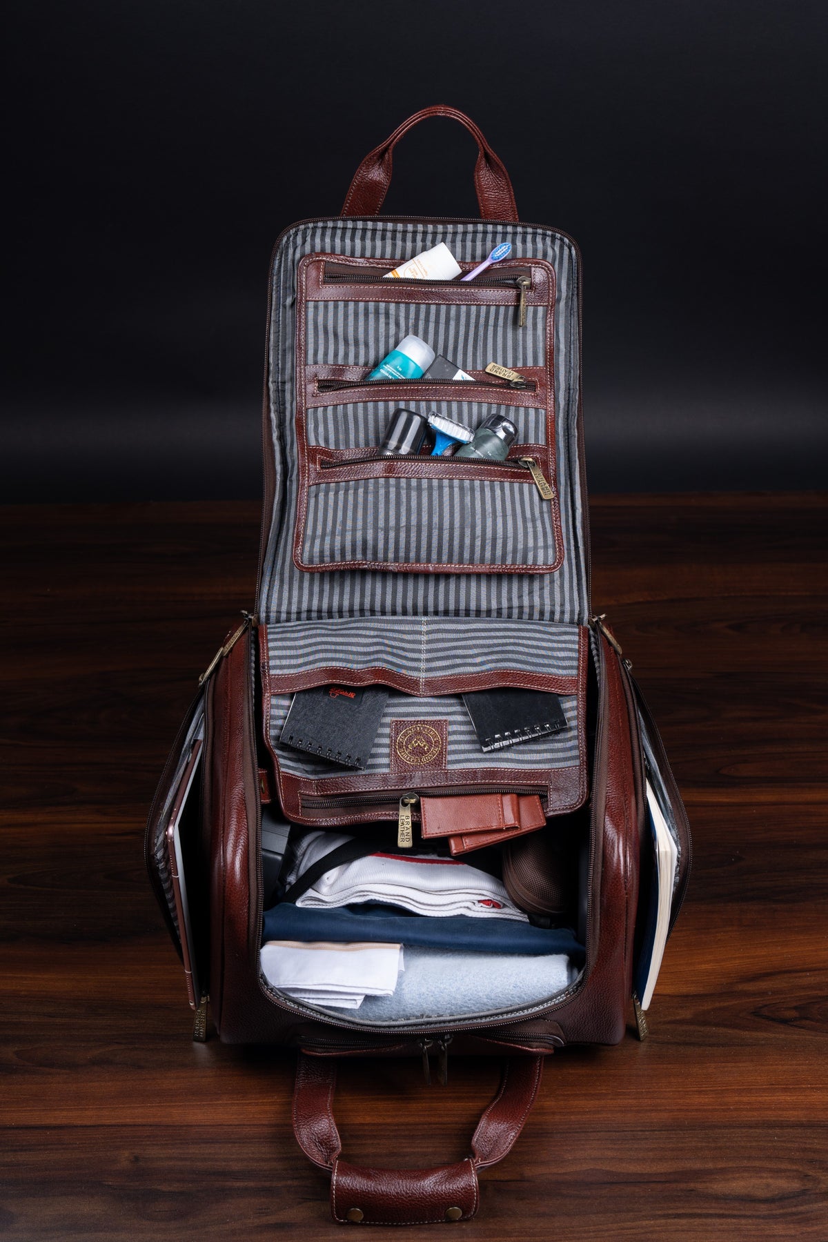 Genuine Leather Underseat Carry-On Rolling Travel Luggage Bags