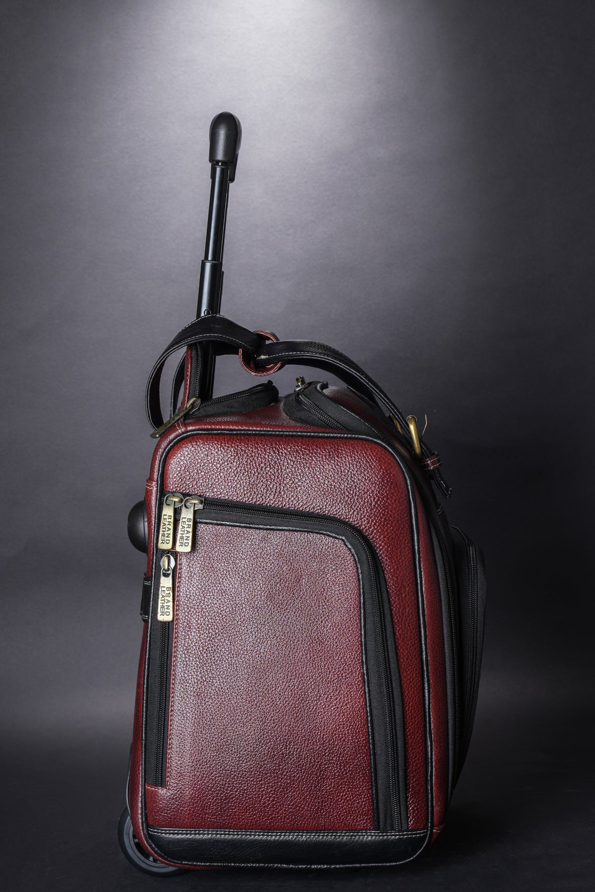 Genuine Leather Underseat Carry-On Rolling Travel Luggage Bags