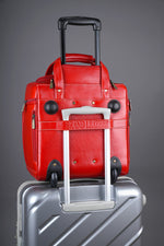 Genuine Leather Underseat Carry-On Rolling Travel Luggage Bags
