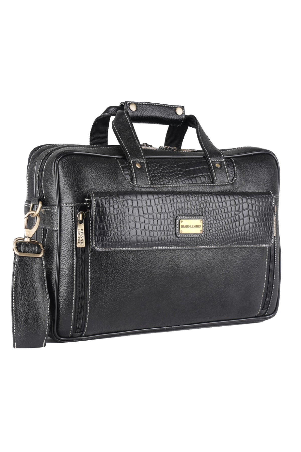 Genuine Leather 15.6 Inch Expandable Laptop Messenger Bag