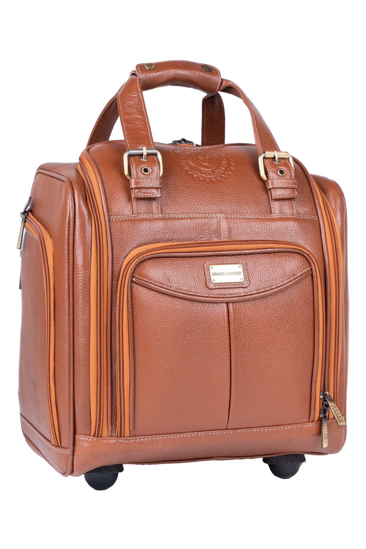 Genuine Leather Underseat Carry-On Rolling Travel Luggage Bags