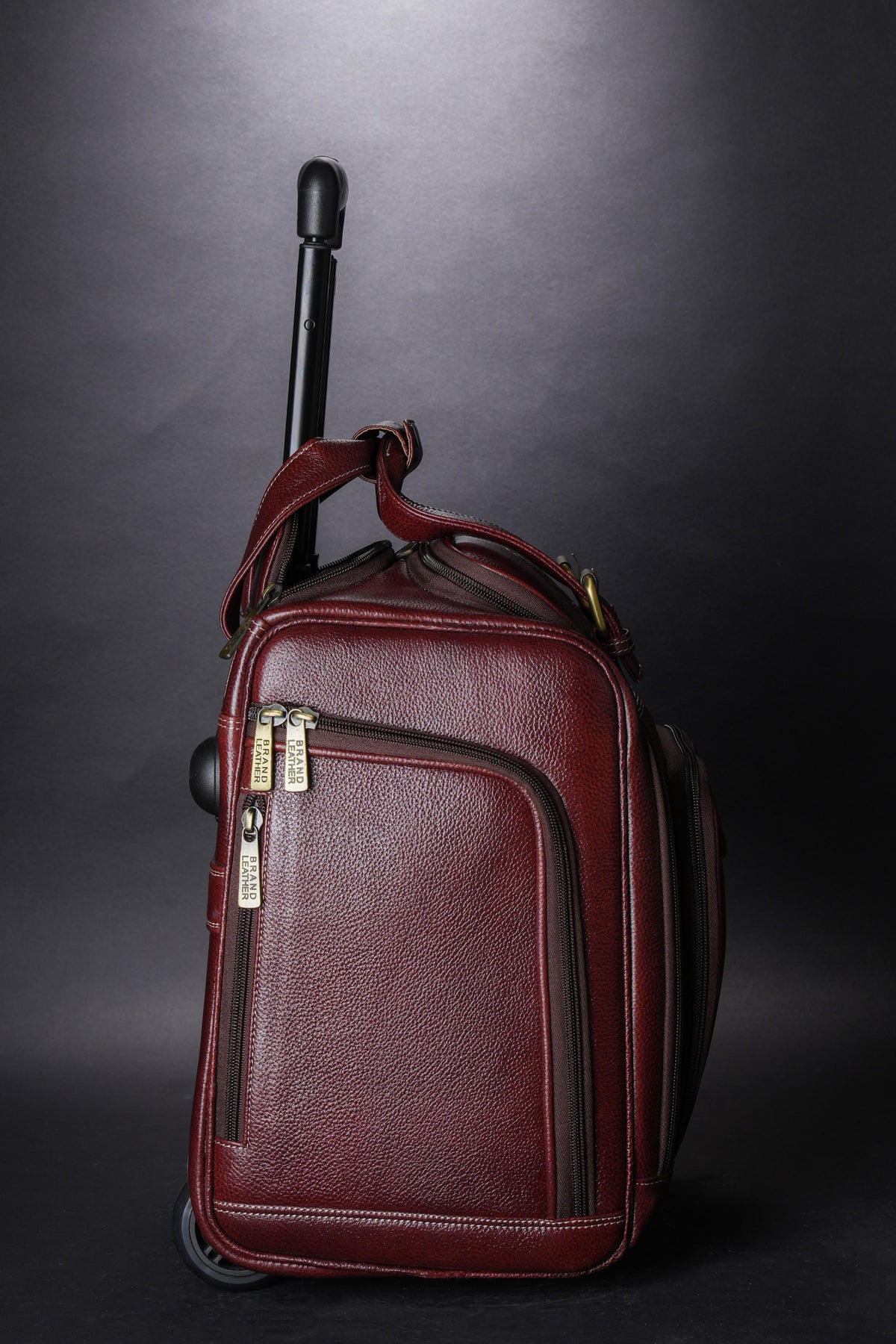 Genuine Leather Underseat Carry-On Rolling Travel Luggage Bags