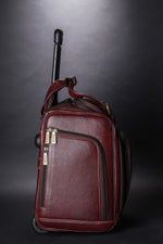 Genuine Leather Underseat Carry-On Rolling Travel Luggage Bags