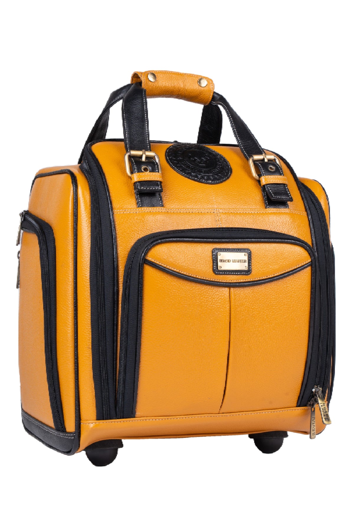 Genuine Leather Underseat Carry-On Rolling Travel Luggage Bags