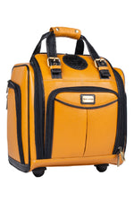 Genuine Leather Underseat Carry-On Rolling Travel Luggage Bags