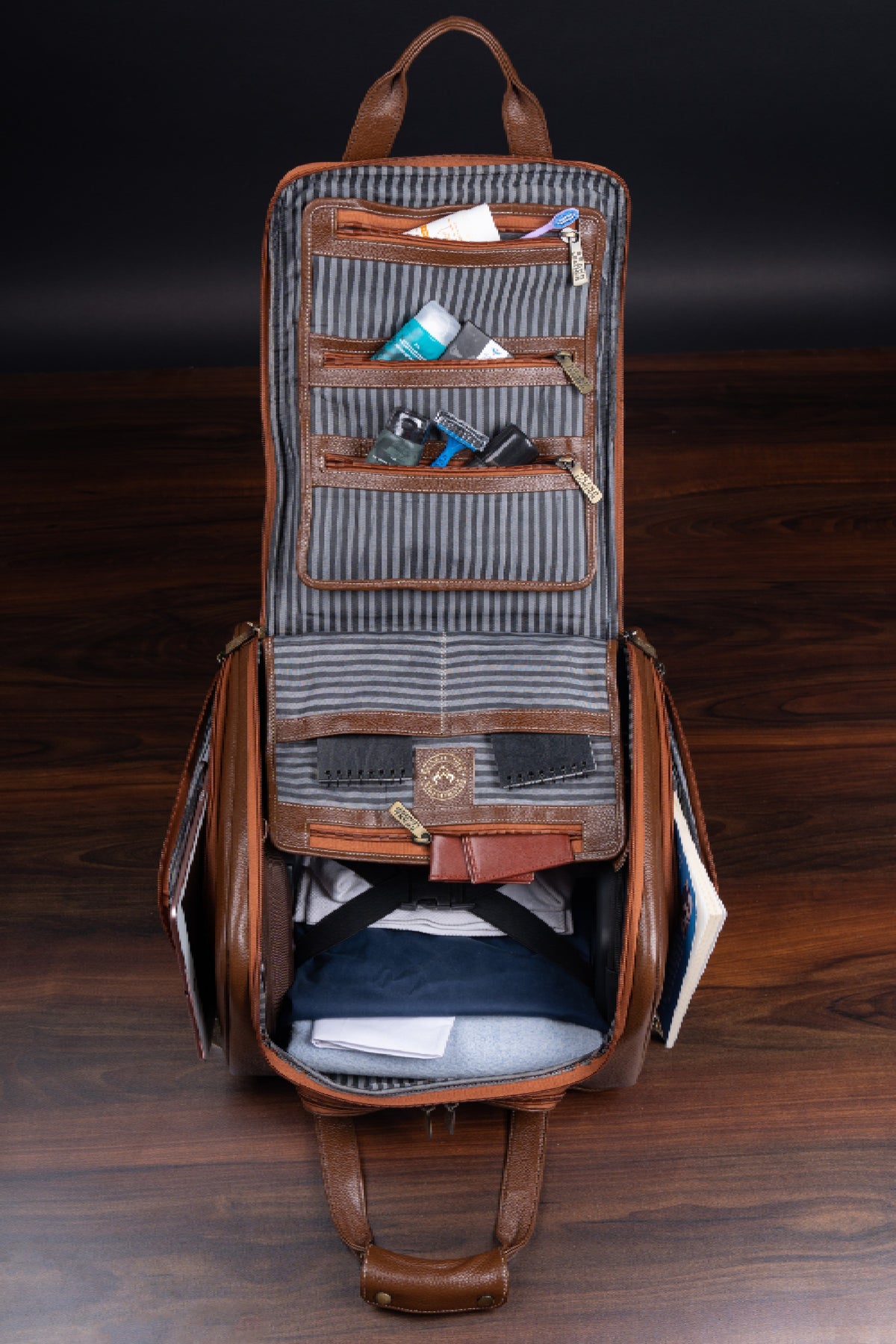 Genuine Leather Underseat Carry-On Rolling Travel Luggage Bags