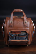 Genuine Leather Underseat Carry-On Rolling Travel Luggage Bags
