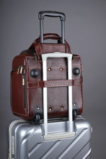 Genuine Leather Underseat Carry-On Rolling Travel Luggage Bags