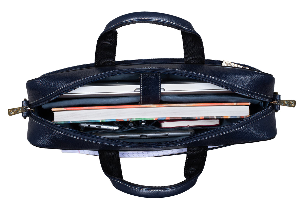 BRAND LEATHER Genuine Leather Laptop Bag for Men/Office Bag for Men |Fits 14|15.6|16 Inch Laptop Bag/MacBook |Leather Bag for Men with Shoulder Straps|Crossbody Laptop Messenger Bag for Men