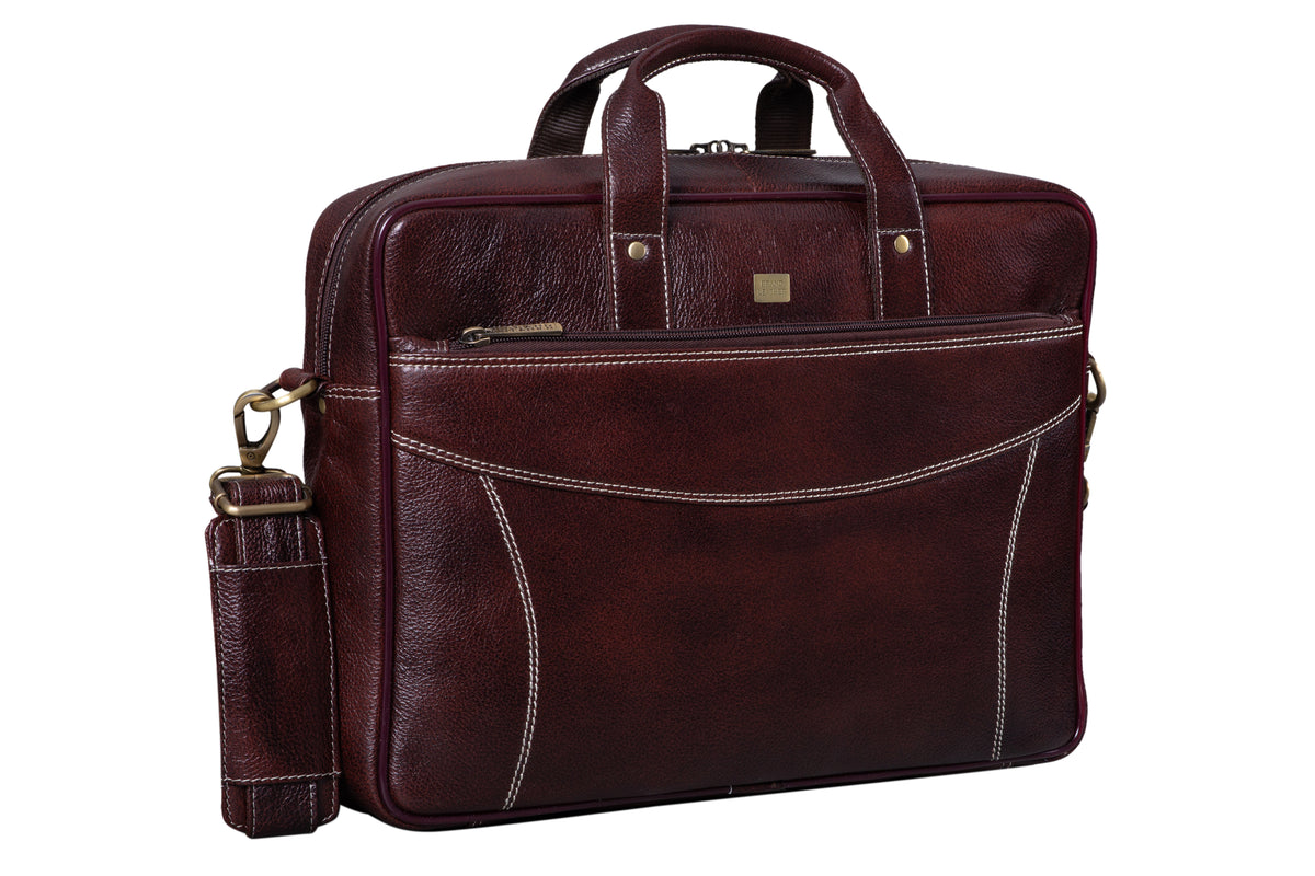 BRAND LEATHER Genuine Leather Laptop Bag for Men/Office Bag for Men |Fits 14|15.6|16 Inch Laptop Bag/MacBook |Leather Bag for Men with Shoulder Straps|Crossbody Laptop Messenger Bag for Men