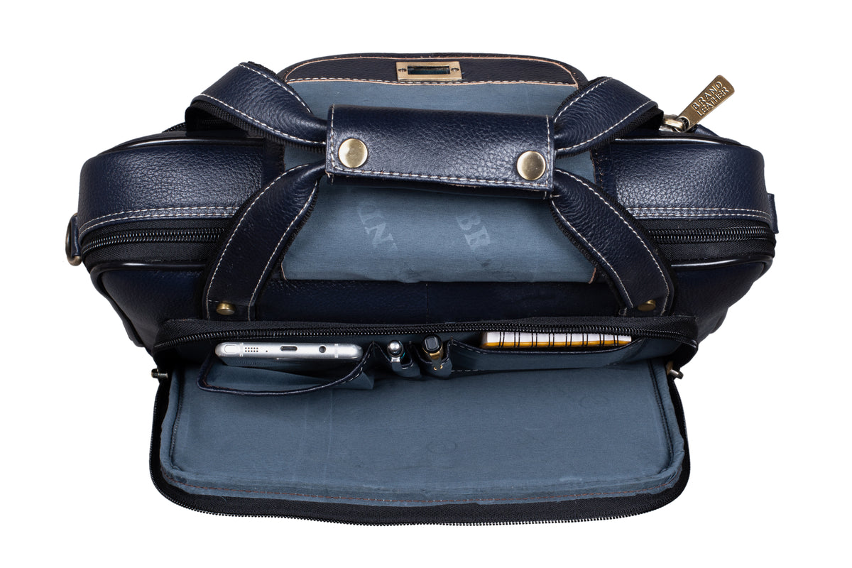 BRAND LEATHER Laptop Bag for Men - Genuine Leather Messenger Bag for Office - Fits up to 13 Inch Laptop -Brown Shoulder Bag