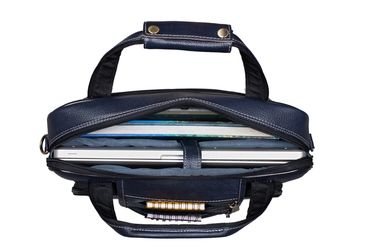 BRAND LEATHER Laptop Bag for Men - Genuine Leather Messenger Bag for Office - Fits up to 13 Inch Laptop -Brown Shoulder Bag