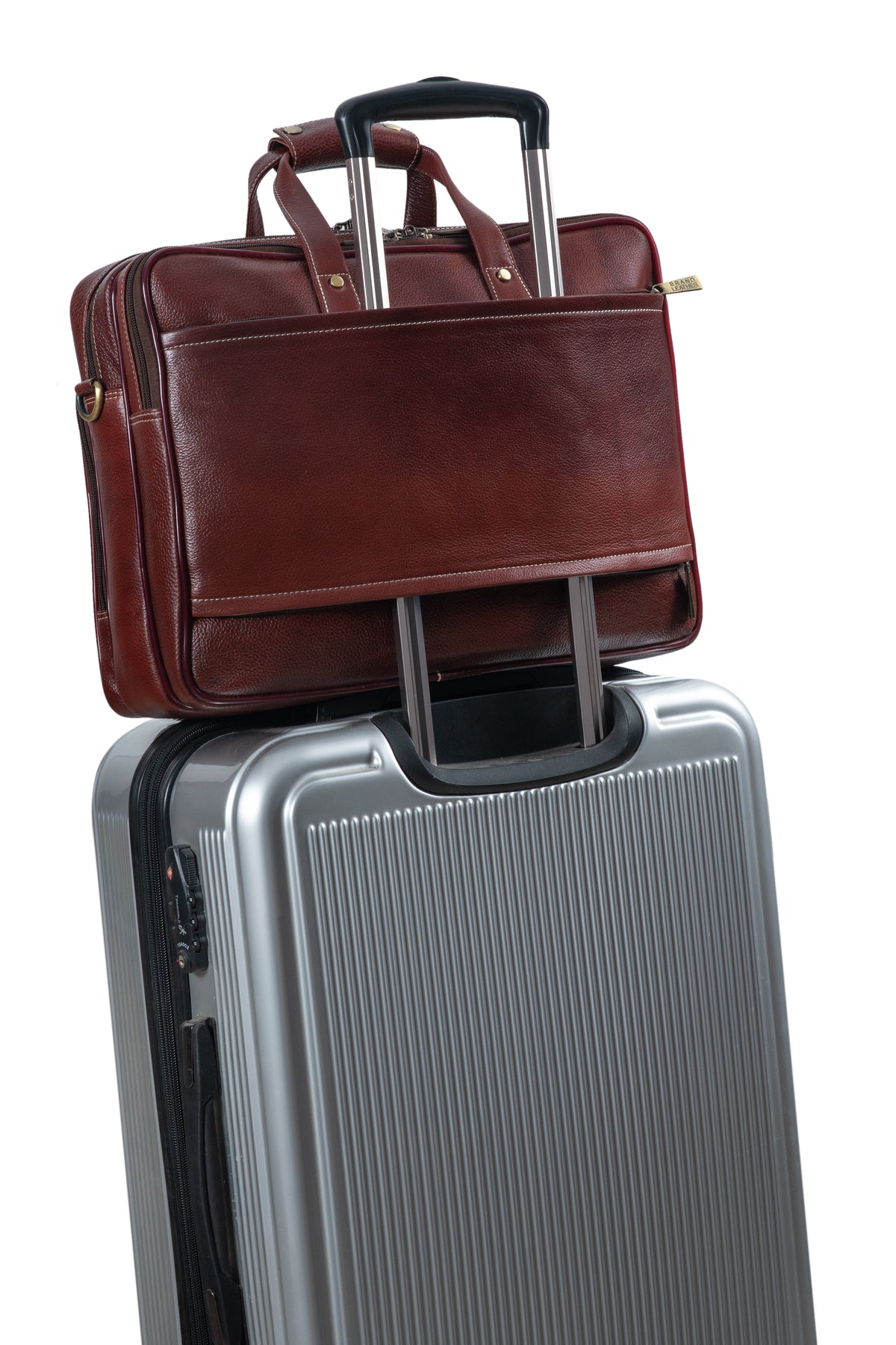 Genuine Leather Laptop Bag for Men - Office Bag, Brown - Fits Up to 16-inch Laptop/MacBook - Shoulder Bag/Hand Bag