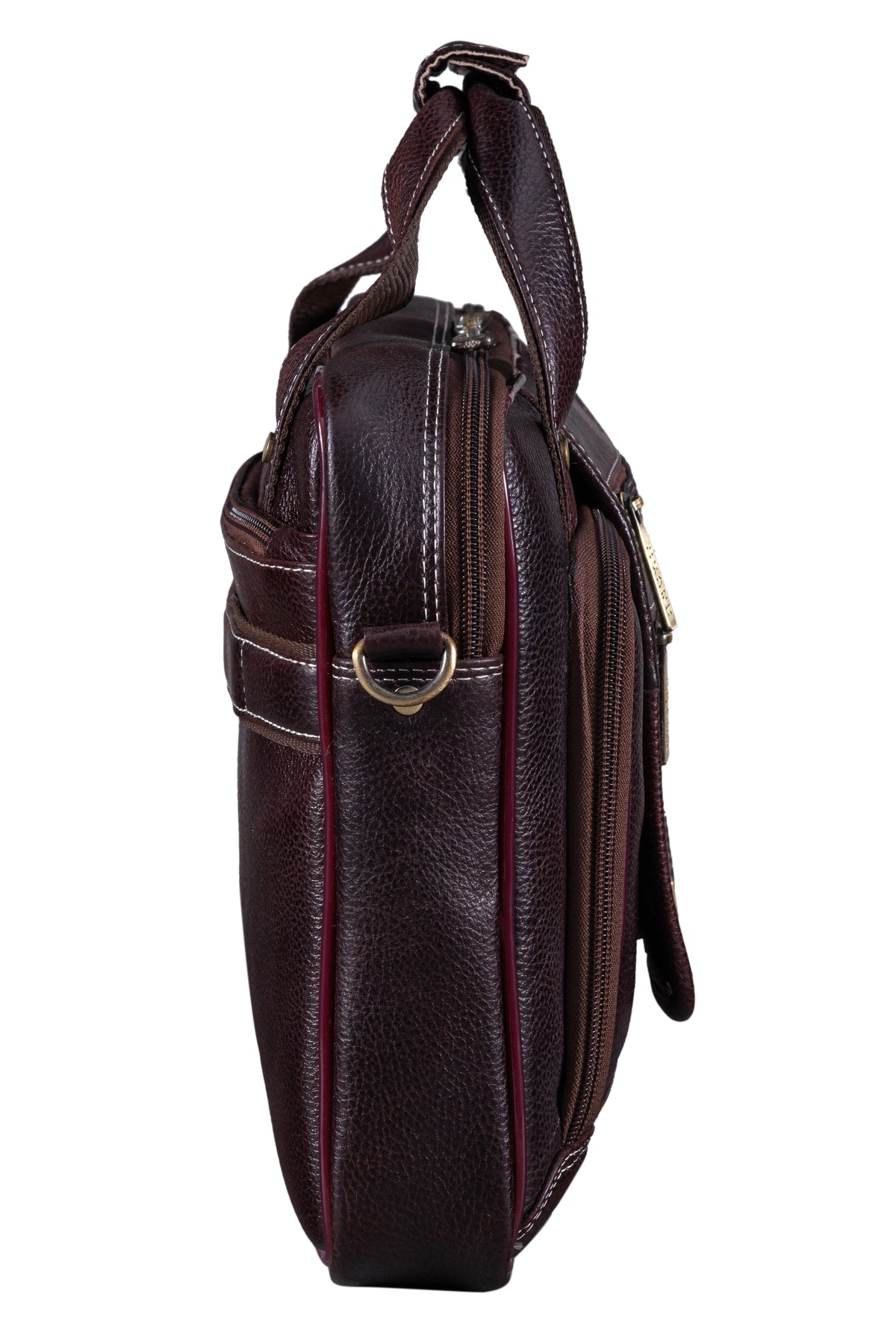 BRAND LEATHER Laptop Bag for Men - Genuine Leather Messenger Bag for Office - Fits up to 13 Inch Laptop -Brown Shoulder Bag