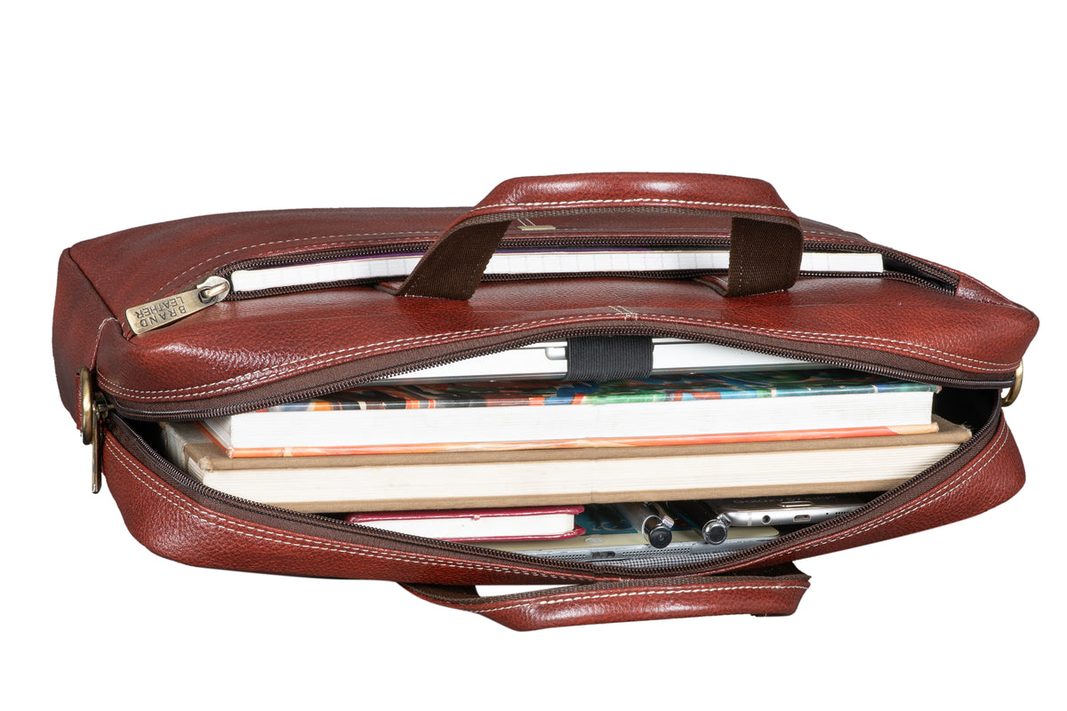 BRAND LEATHER Genuine Leather Laptop Bag for Men/Office Bag for Men |Fits 14|15.6|16 Inch Laptop Bag/MacBook |Leather Bag for Men with Shoulder Straps|Crossbody Laptop Messenger Bag for Men