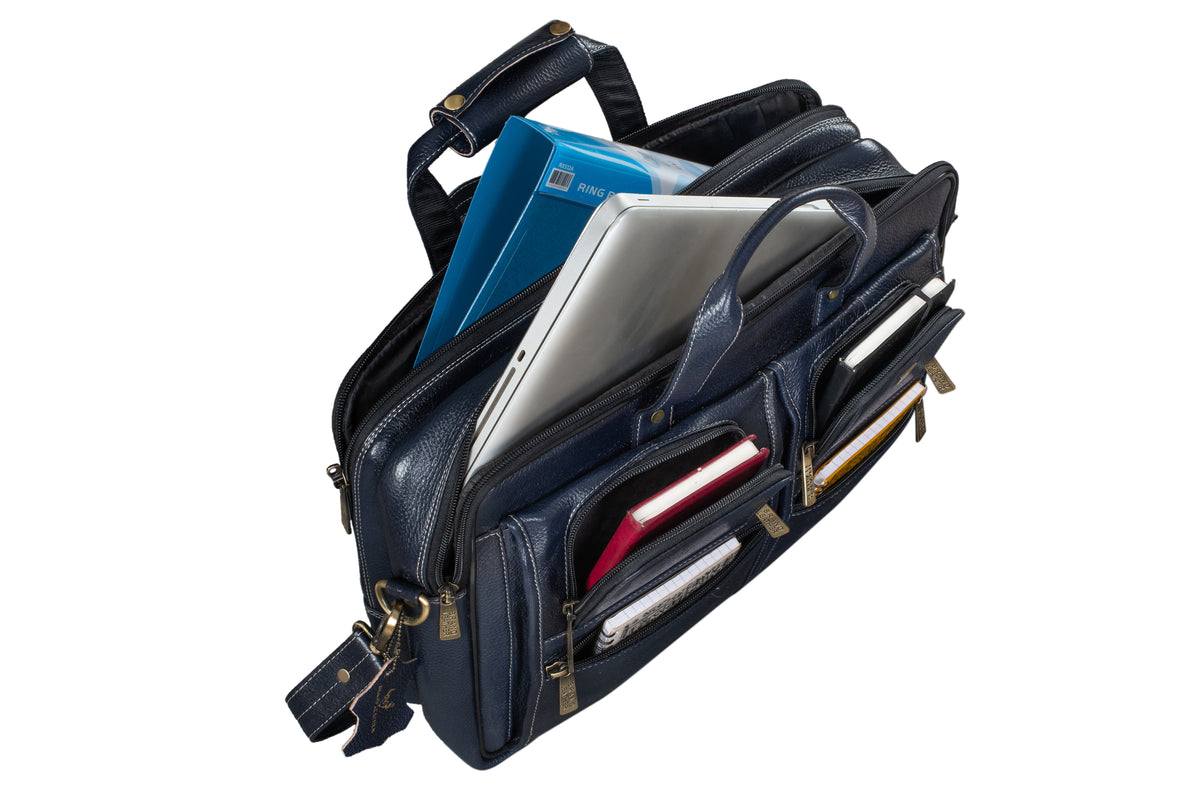 Genuine Leather Laptop Bag for Men - Office Bag, Brown - Fits Up to 16-inch Laptop/MacBook - Shoulder Bag/Hand Bag