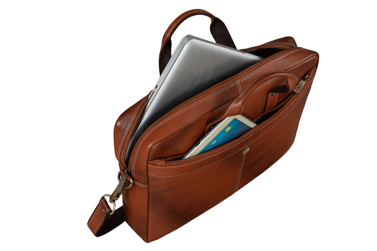 BRAND LEATHER Genuine Leather Laptop Bag for Men/Office Bag for Men |Fits 14|15.6|16 Inch Laptop Bag/MacBook |Leather Bag for Men with Shoulder Straps|Crossbody Laptop Messenger Bag for Men
