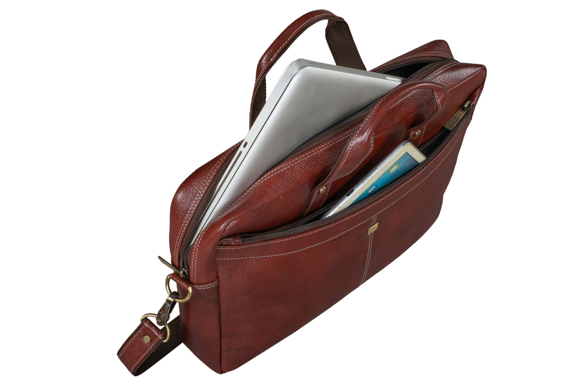 BRAND LEATHER Genuine Leather Laptop Bag for Men/Office Bag for Men |Fits 14|15.6|16 Inch Laptop Bag/MacBook |Leather Bag for Men with Shoulder Straps|Crossbody Laptop Messenger Bag for Men