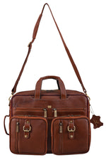 Genuine Leather Convertible Backpack 16" Laptop Messenger Bag Multi-Functional Business Briefcase for Men