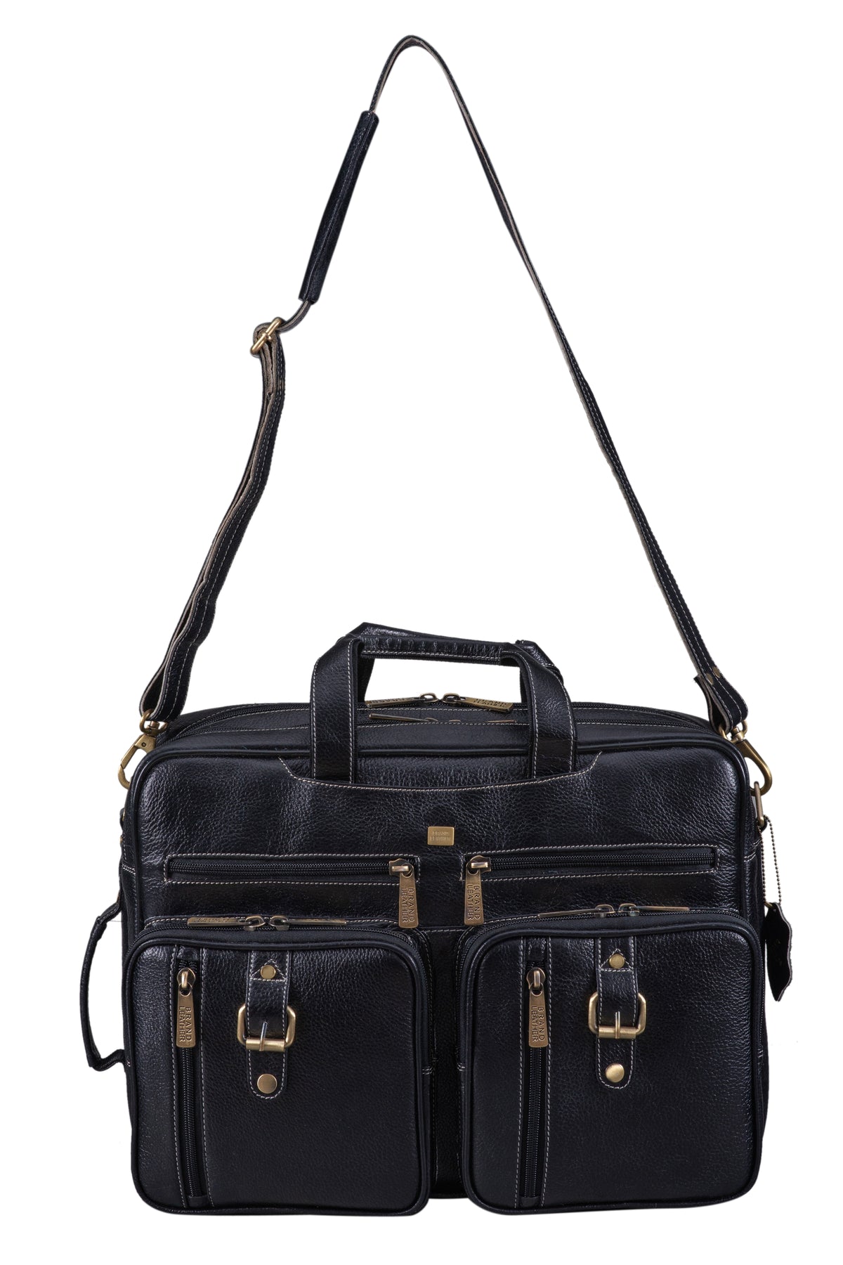 Genuine Leather Convertible Backpack 16" Laptop Messenger Bag Multi-Functional Business Briefcase for Men