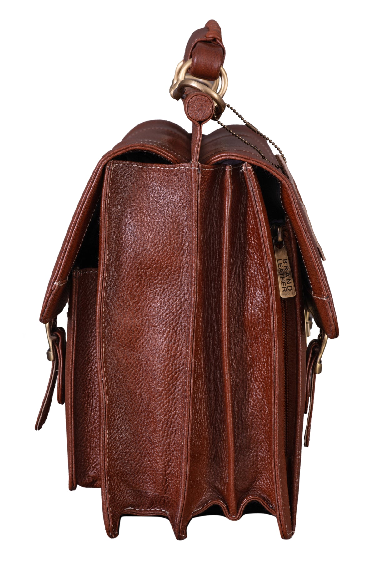 BRAND LEATHER Genuine Leather Laptop Bag for Men/Office Bag for Men, Brown | Fits Upto 16 Inch Laptop/MacBook | Handbags with Shoulder Straps | Leather Bag for Men | Trolley Strap in Laptop Bag