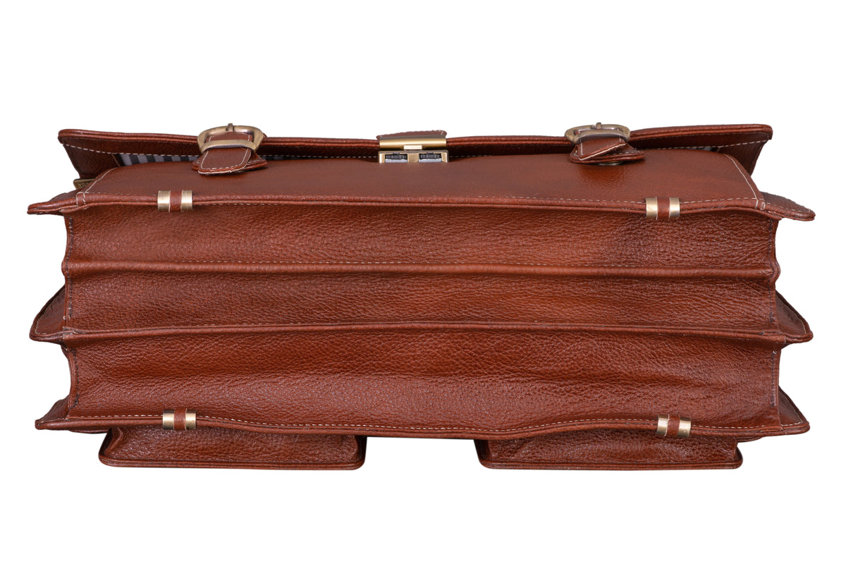 BRAND LEATHER Genuine Leather Laptop Bag for Men/Office Bag for Men, Brown | Fits Upto 16 Inch Laptop/MacBook | Handbags with Shoulder Straps | Leather Bag for Men | Trolley Strap in Laptop Bag