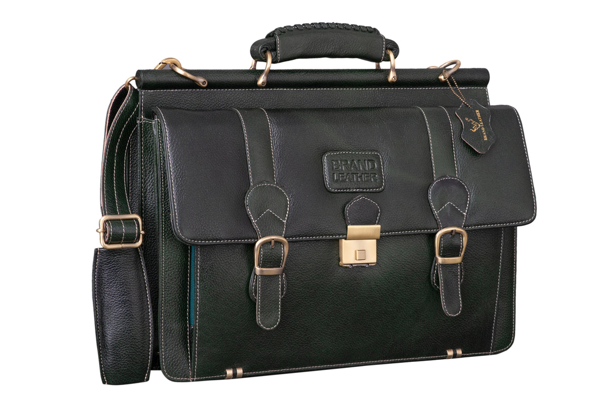 BRAND LEATHER Genuine Leather Laptop Bag for Men/Office Bag for Men, Brown | Fits Upto 16 Inch Laptop/MacBook | Handbags with Shoulder Straps | Leather Bag for Men | Trolley Strap in Laptop Bag