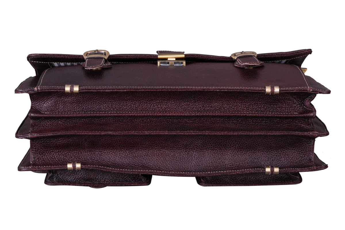 BRAND LEATHER Genuine Leather Laptop Bag for Men/Office Bag for Men, Brown | Fits Upto 16 Inch Laptop/MacBook | Handbags with Shoulder Straps | Leather Bag for Men | Trolley Strap in Laptop Bag