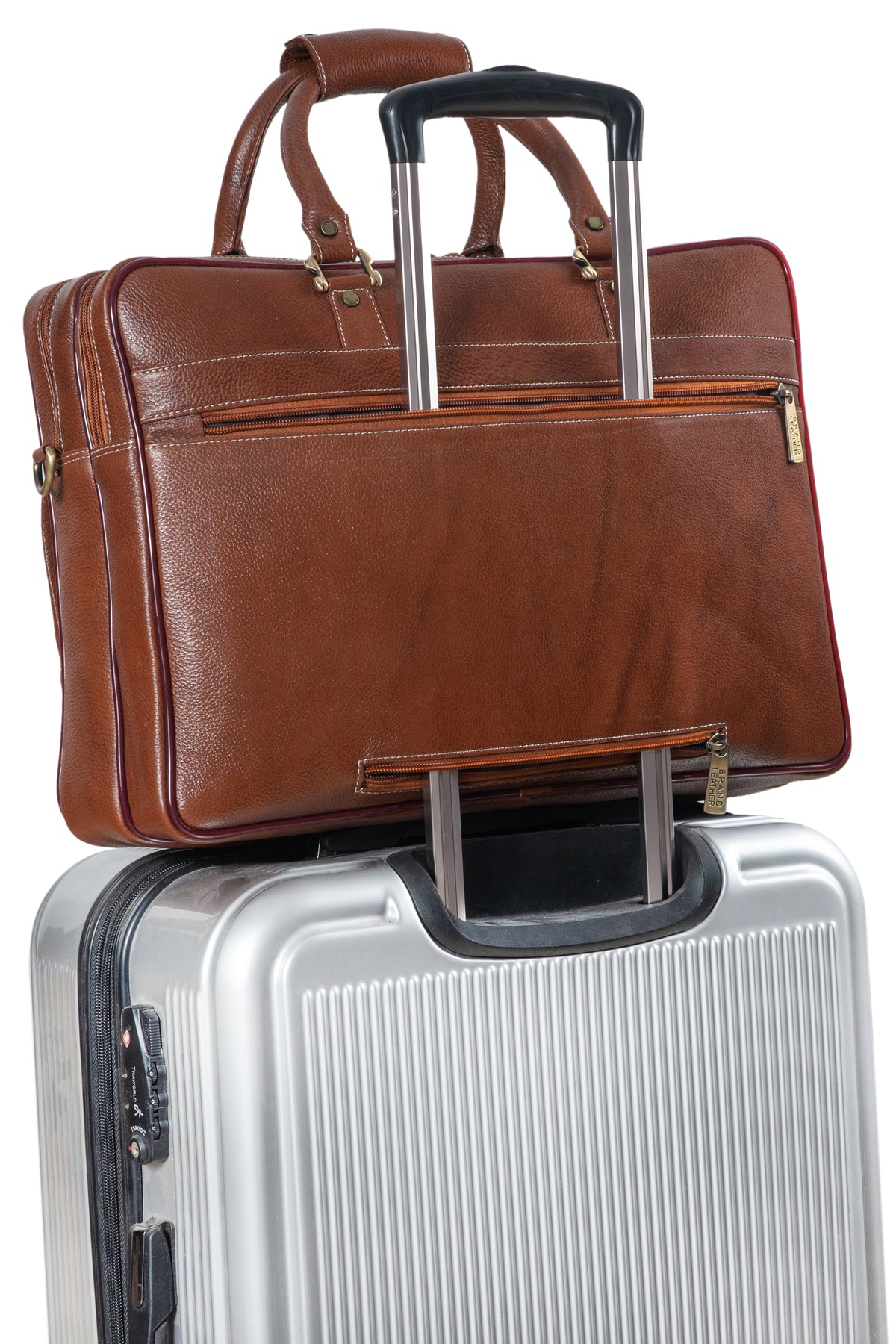 BRAND LEATHER Genuine Leather Laptop Bag for Men/Office Bag for Men, Brown | Fits Upto 16 Inch Laptop/MacBook | Handbags with Shoulder Straps | Leather Bag for Men | Trolley Strap in Laptop Bag