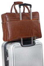 BRAND LEATHER Genuine Leather Laptop Bag for Men/Office Bag for Men, Brown | Fits Upto 16 Inch Laptop/MacBook | Handbags with Shoulder Straps | Leather Bag for Men | Trolley Strap in Laptop Bag