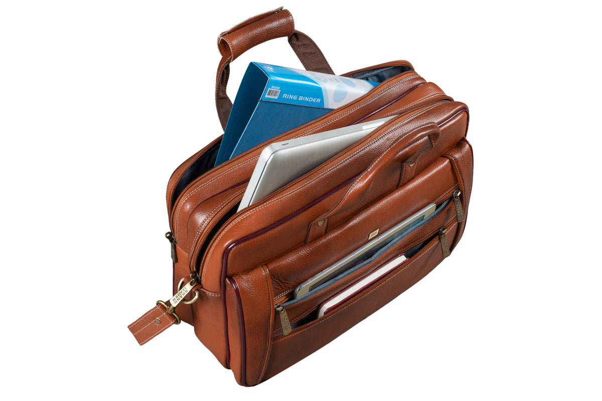 Genuine Leather Laptop Bag for Men - Office Bag, Brown - Fits Up to 16-inch Laptop/MacBook - Shoulder Bag/Hand Bag