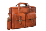 BRAND LEATHER Laptop Bag for Men - Genuine Leather Messenger Bag for Office - Fits up to 16 Inch Laptop -Brown Shoulder Bag with Multiple Compartments - Executive Leather Bag for Work and Travel