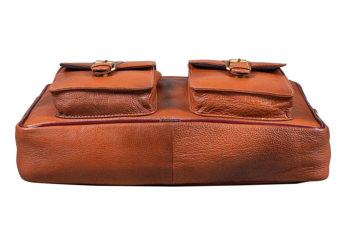 BRAND LEATHER Laptop Bag for Men - Genuine Leather Messenger Bag for Office - Fits up to 16 Inch Laptop -Brown Shoulder Bag with Multiple Compartments - Executive Leather Bag for Work and Travel