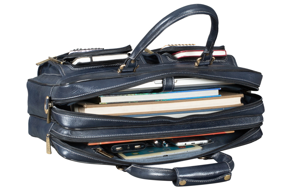 BRAND LEATHER Genuine Leather Laptop Bag for Men/Office Bag for Men, Brown | Fits Upto 16 Inch Laptop/MacBook | Handbags with Shoulder Straps | Leather Bag for Men | Trolley Strap in Laptop Bag