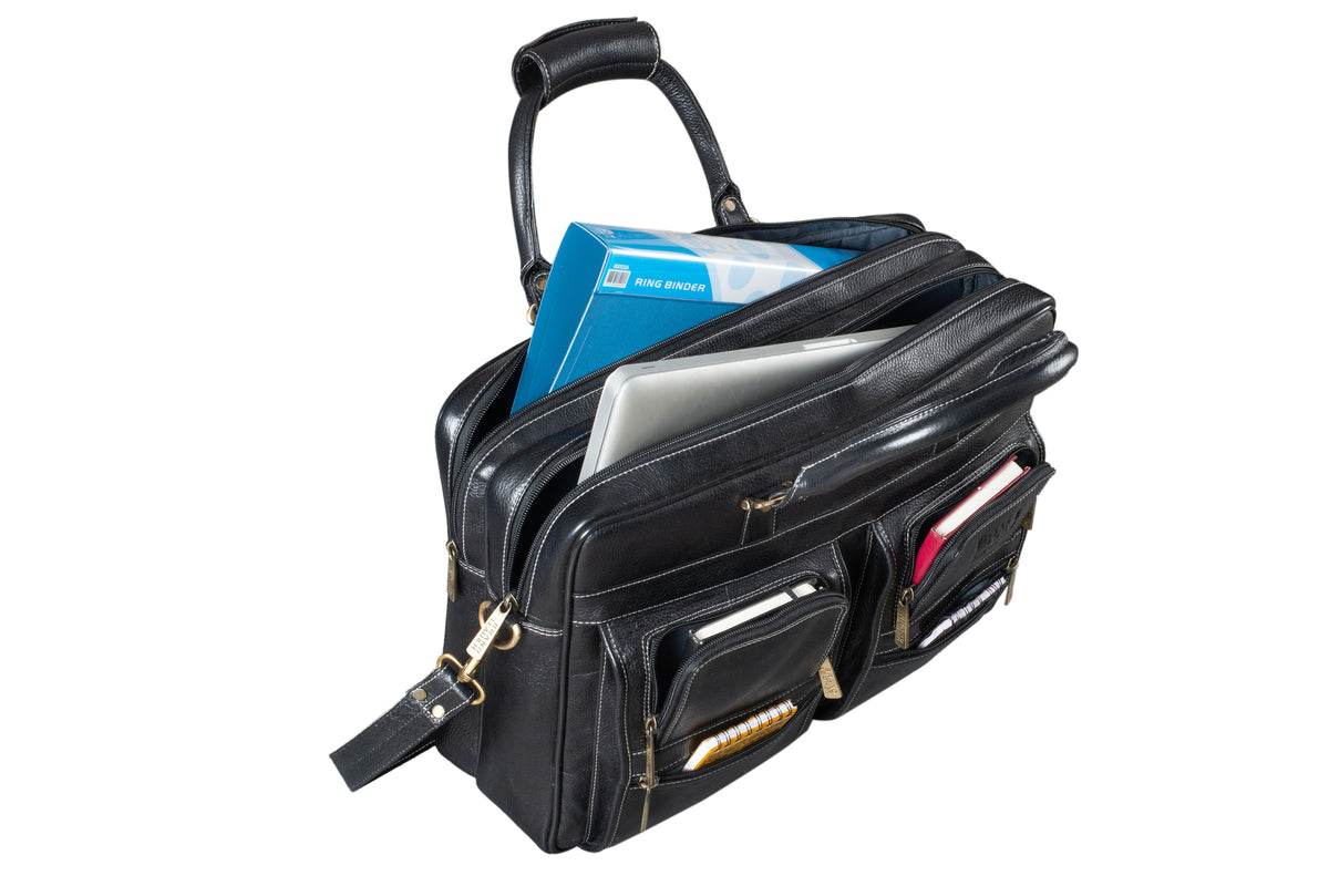 BRAND LEATHER Genuine Leather Laptop Bag for Men/Office Bag for Men, Brown | Fits Upto 16 Inch Laptop/MacBook | Handbags with Shoulder Straps | Leather Bag for Men | Trolley Strap in Laptop Bag