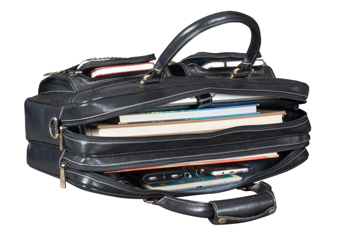 BRAND LEATHER Genuine Leather Laptop Bag for Men/Office Bag for Men, Brown | Fits Upto 16 Inch Laptop/MacBook | Handbags with Shoulder Straps | Leather Bag for Men | Trolley Strap in Laptop Bag