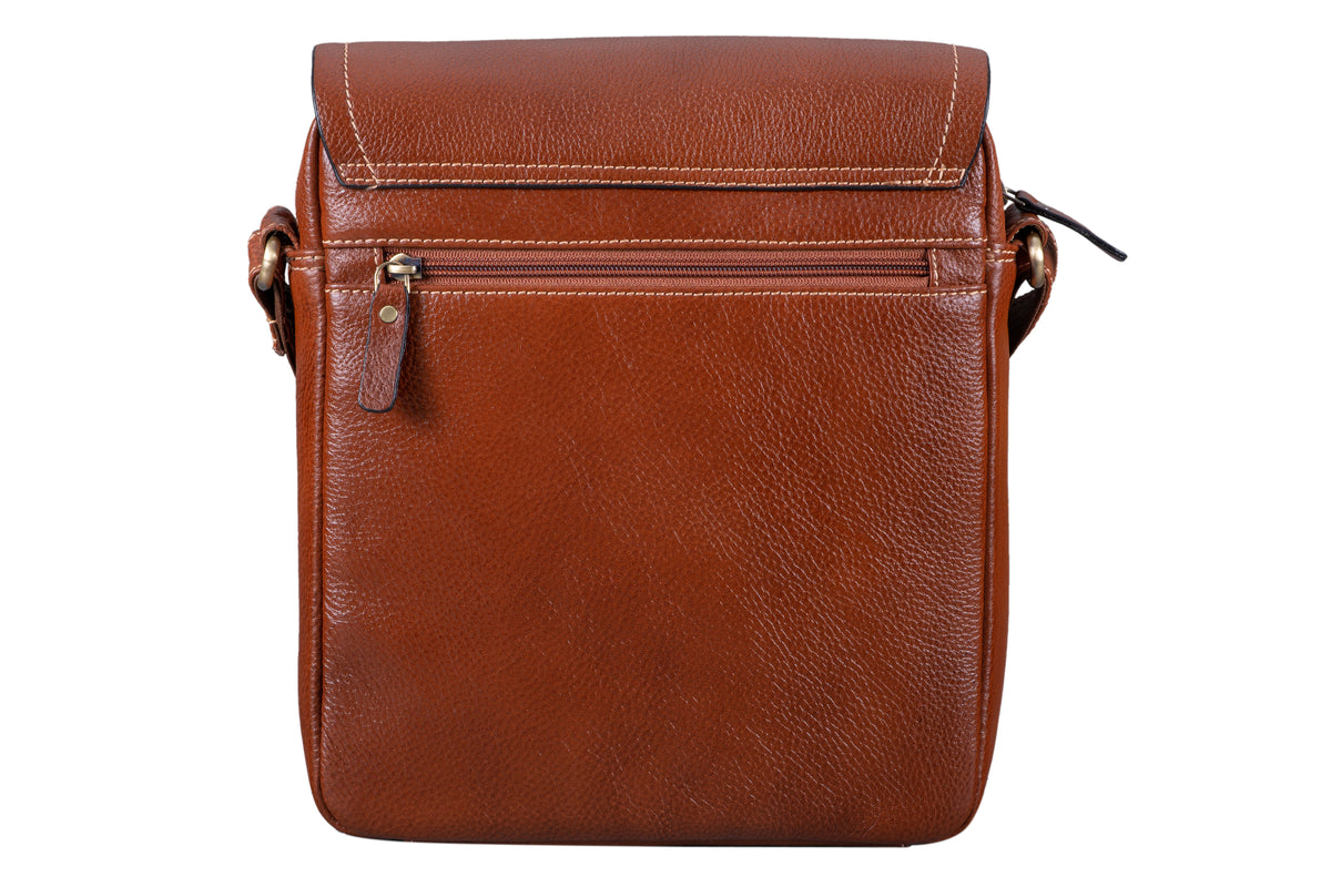 BRAND LEATHER Genuine Leather Sling Bag for Men - Crossbody One Side Bag with Multiple Pockets, Adjustable Shoulder Straps - Messenger Bag Ideal for Travel and Office Use, 1-Year Warranty