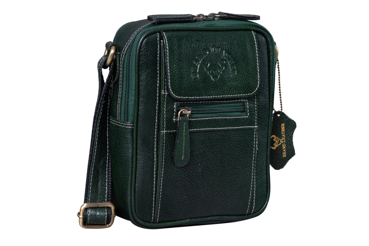 BRAND LEATHER Bombay Brown Leather Cross Body Sling Bag For Unisex