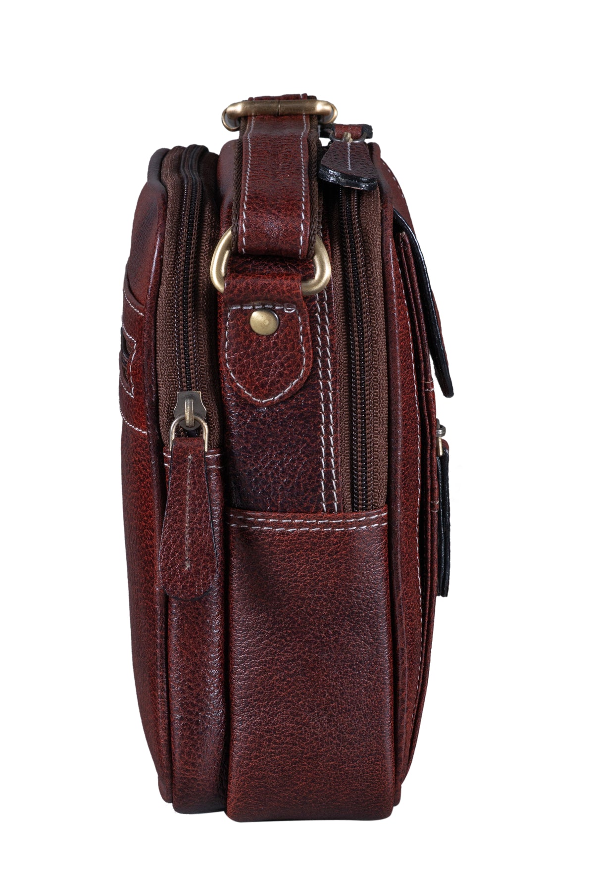 BRAND LEATHER Bombay Brown Leather Cross Body Sling Bag For Unisex