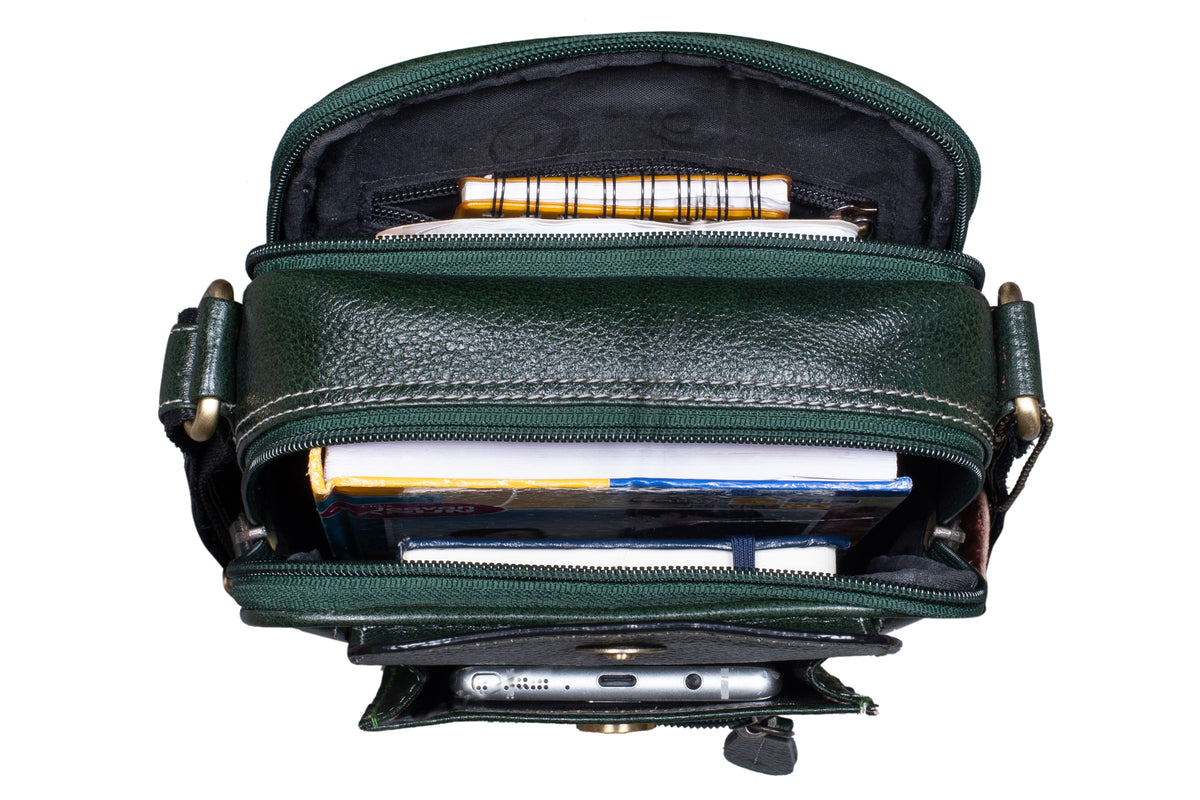 BRAND LEATHER Bombay Brown Leather Cross Body Sling Bag For Unisex