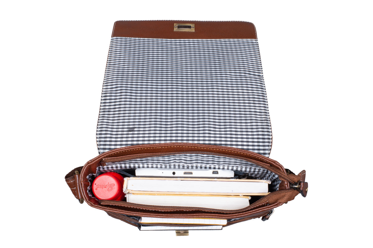 BRAND LEATHER Genuine Leather Sling Bag for Men - Crossbody One Side Bag with Multiple Pockets, Adjustable Shoulder Straps - Messenger Bag Ideal for Travel and Office Use, 1-Year Warranty