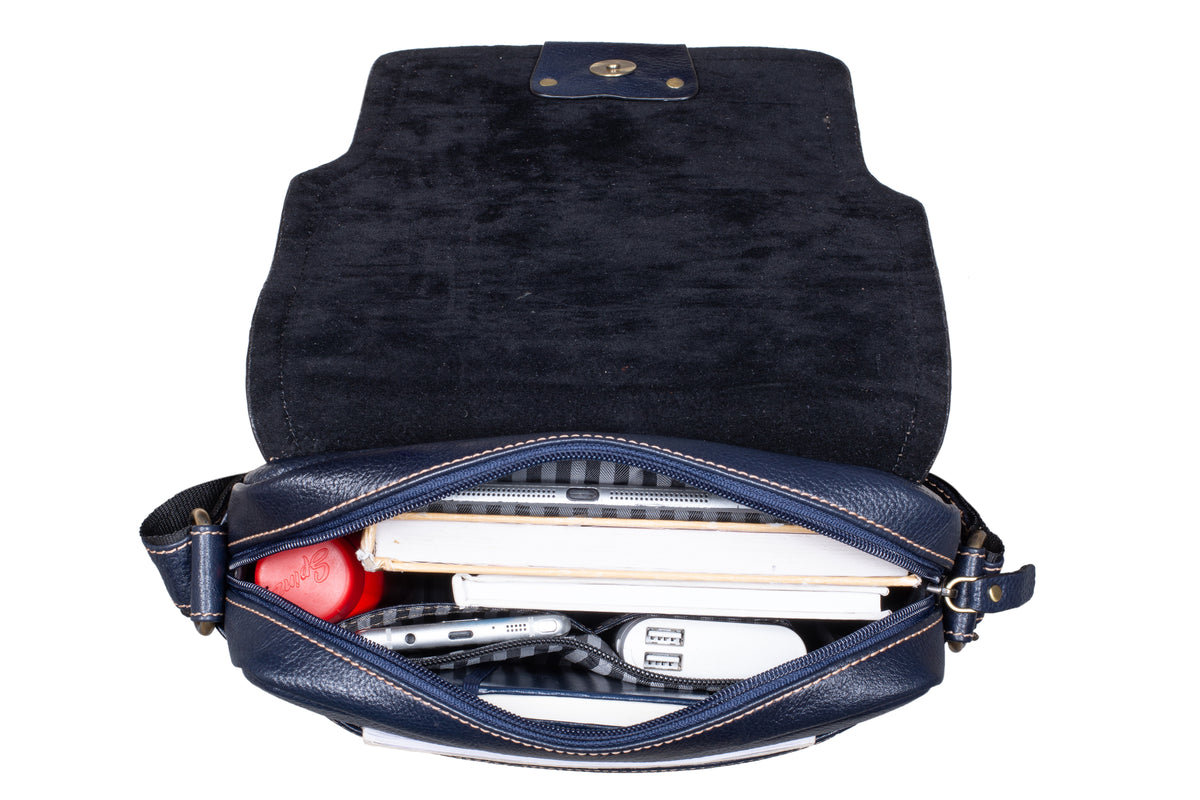 BRAND LEATHER Genuine Leather Sling Bag for Men - Crossbody One Side Bag with Multiple Pockets, Adjustable Shoulder Straps - Messenger Bag Ideal for Travel and Office Use, 1-Year Warranty