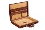 BRAND LEATHER Genuine Leather Briefcase For Men With Single Combination Lock
