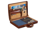 BRAND LEATHER Genuine Leather Briefcase For Men With Single Combination Lock